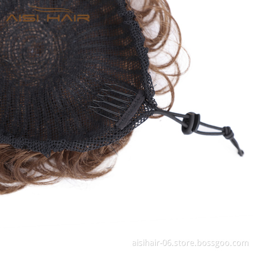 Aisi Hair Brown Curly Brazilian Human Hair Chignon Bun Elastic Rope Rubber Band Hairpiece Clip In Extension For Women